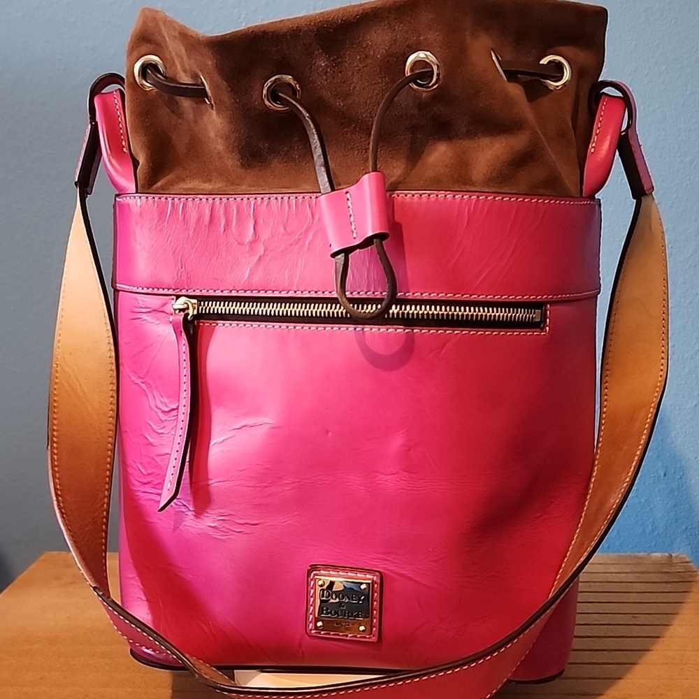 Dooney & Bourke Fuchsia Leather Shoulder Bag - Picture 11 of 17